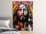 Jesus Graffiti Art Print, Modern Christ Portrait, Vibrant Street Art Canvas, Abstract Religious Wall Decor, Urban Christian Artwork, Faith