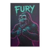 Gorilla with skull face and bared teeth, FURY text.