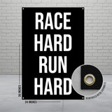 Motivational Banner, Race Hard Run Hard, Gym Wall Decor, Fitness Enthusiast Gift, Workout Room Poster, Inspirational Quotes Decor