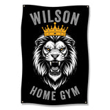 Personalized Lion Home Gym Banner, Custom Gym Decor, Fierce Lion Wall Art, Motivational Gym Poster, Fitness Room Sign Decor