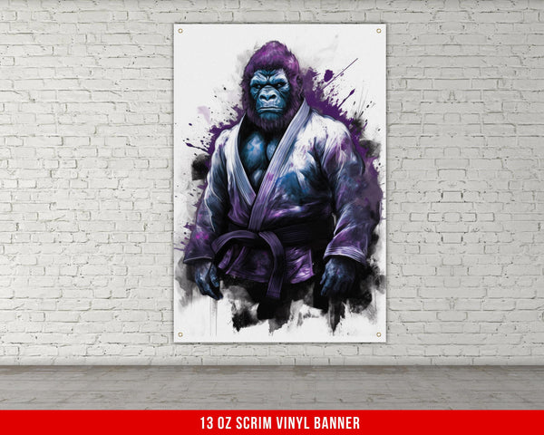 Jiu Jitsu Gorilla Vinyl Banner Martial Arts Decor Grappling Gym Decor BJJ Wall Art Jiu Jitsu Vinyl Poster Gym Banner