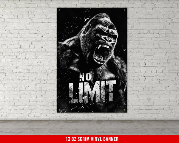 a poster of a gorilla with the words no limit on it