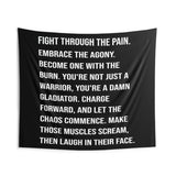 Custom Gym Tapestry | Home Gym Flag Decor | Large Quote Wall Art | Motivational Inspirational | Fight Through The Pain V1