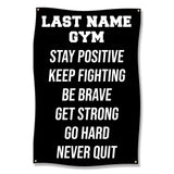 Motivational Gym Banner, Stay Positive Keep Fighting Be Brave, Fitness Wall Art, Home Gym Decor, Motivational Workout Poster, Gym Sign