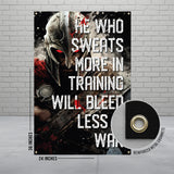 Gladiator Wall Art Decor, Motivational Quote Poster, He Who Sweats More in Training Bleeds Less in War, Gym Inspirational Print, Spartan