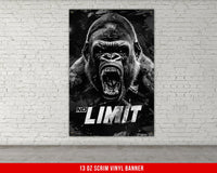 a black and white picture of a gorilla on a brick wall