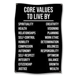 Core Values Motivational Poster, Inspirational Quote Wall Art, Office Gym Decor, Positive Affirmations, Black and White Print