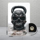 Kettlebell Skull Tapestry, Gym Decor, Workout Motivation Banner, Fitness Wall Art, Exercise Inspiration, Home Gym Aesthetic Decor