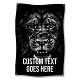 Large Black and White Lion Wall Art, Motivational Gym Poster, Inspirational Animal Print Decor, Custom Text Artwork for Fitness Room