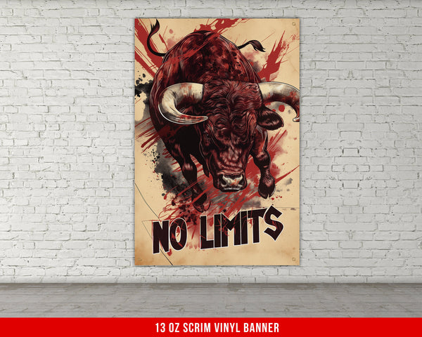 a painting of a bull on a brick wall