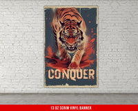 a picture of a tiger on a brick wall