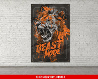 a picture of a lion on a brick wall