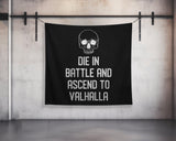 Motivational Tapestry Die in Battle Ascend to Valhalla Wall Art Decor for Gym Dorm Garage Fitness Inspirational Banner