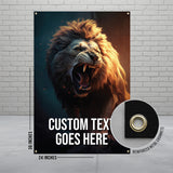 Lion Poster, Wall Art Featuring Roaring Lion, Customizable Text, Dorm Decor, Animal Poster, Inspirational Artwork, Roar Motivation