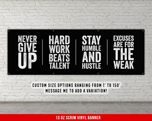 Motivational Quotes Banner - Home Gym Decor - Large Quote Wall Art - Weightlifting Fitness