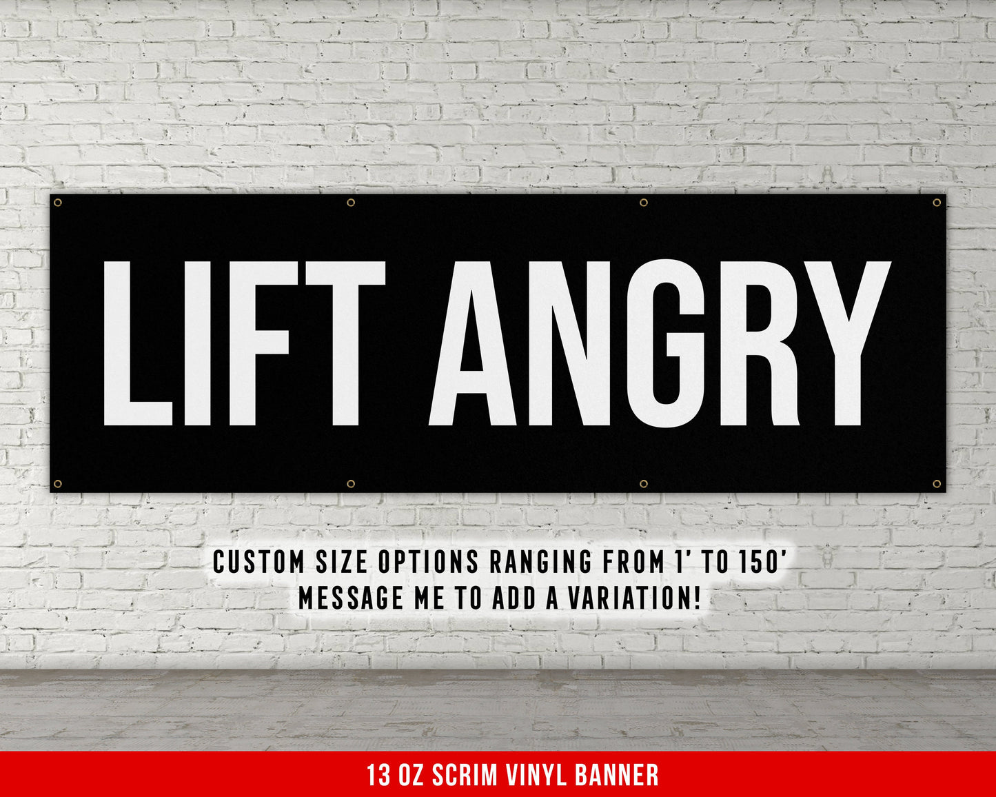 Lift Angry Banner - Home Gym Decor - Large Quote Wall Art - Fitness Training - Motivational Inspiration