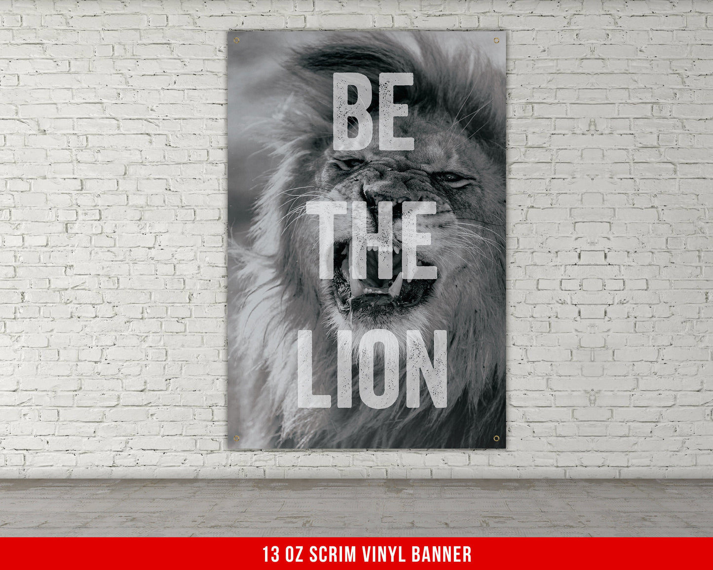 Be The Lion Poster Banner - Home Gym Decor - Large Motivational Quote Wall Art - Weightlifting - Sports Inspiration