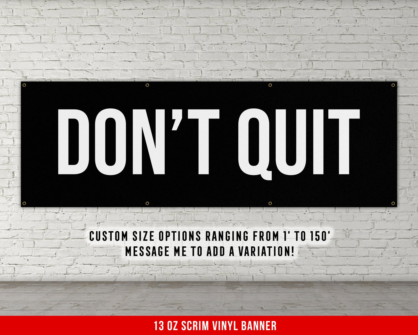 Don't Quit Banner - Home Gym Decor - Large Quote Wall Art - Weightlifting Fitness - Inspirational