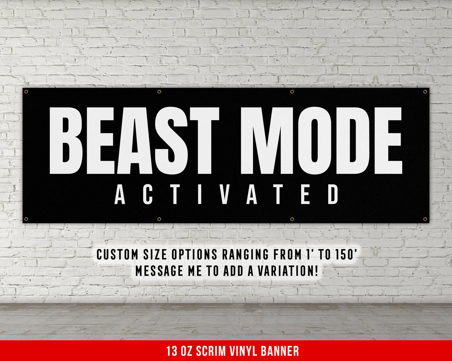 Beast Mode Banner - Motivational Home Gym Decor - Large Quote Wall Art - Weightlifting - Inspirational