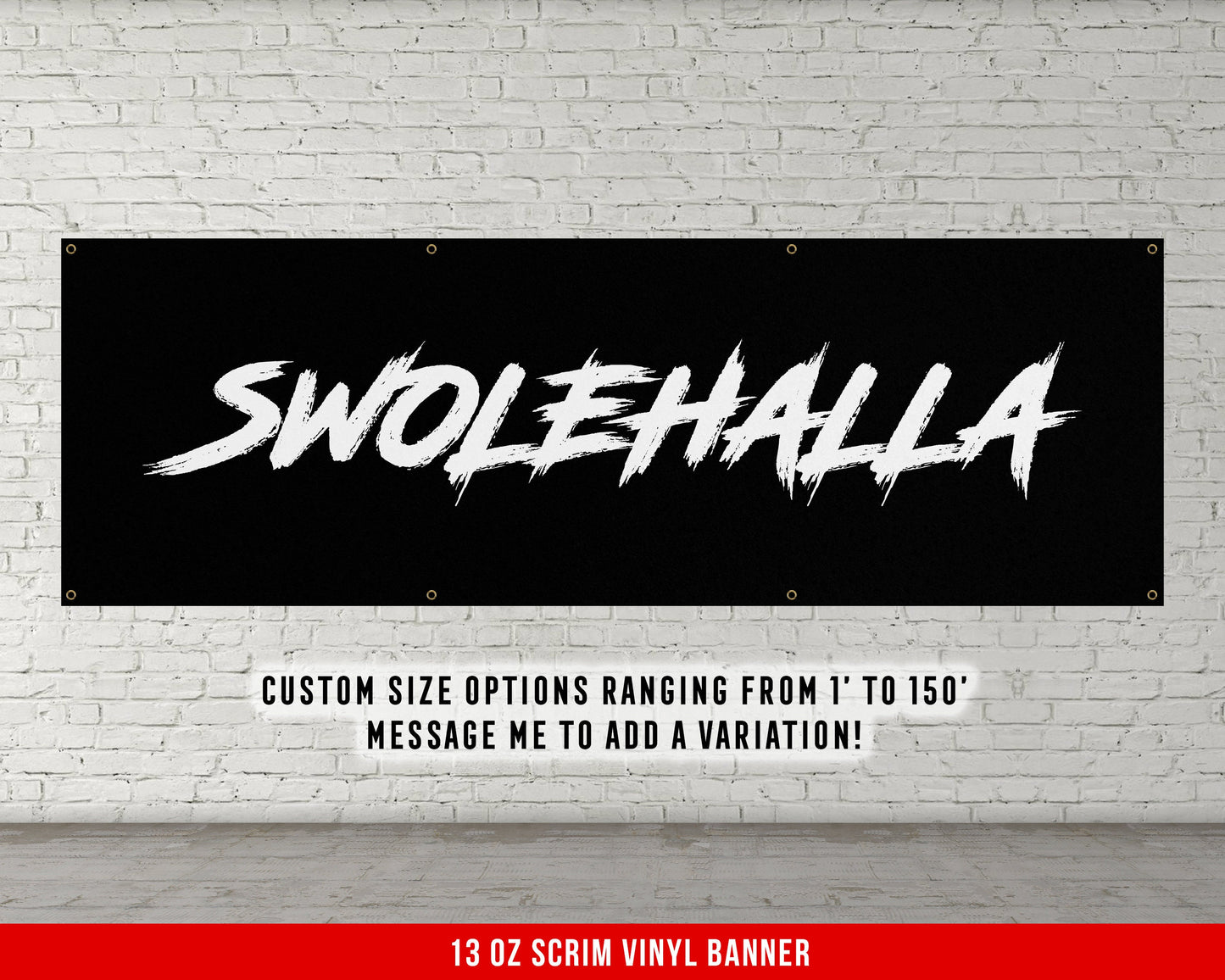 Swolehalla Banner - Motivational Home Gym Decor - Large Quote Wall Art - Weightlifting - Inspirational