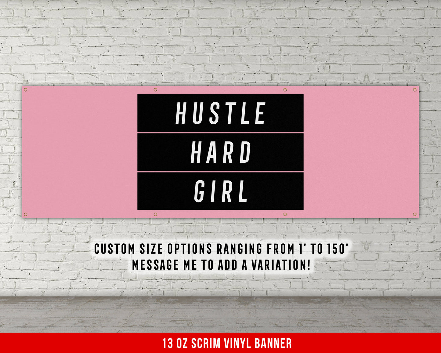 Hustle Hard Girl - Home Gym Decor - Large Quote Wall Art - Women Fitness Inspiration