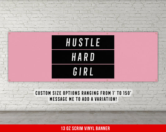 Hustle Hard Girl - Home Gym Decor - Large Quote Wall Art - Women Fitness Inspiration