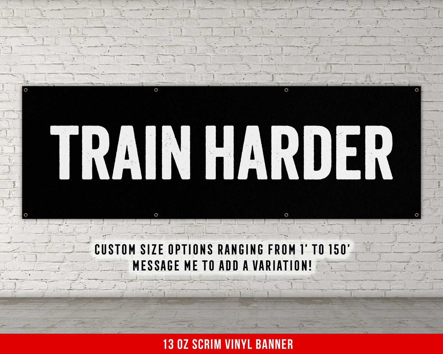 Train Harder Banner - Home Gym Decor - Large Quote Wall Art - Fitness Training - Motivational Inspiration