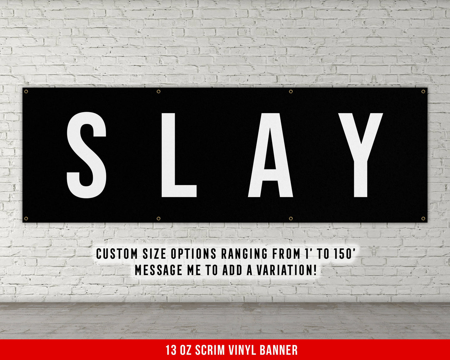 Slay Banner - Motivational Home Gym Decor - Large Quote Wall Art - Weightlifting - Inspirational - Minimalism