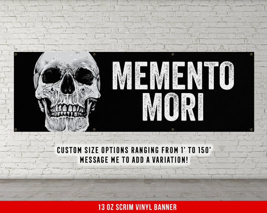 Memento Mori Banner - Home Gym Decor - Large Motivational Quote Wall Art - Skull Print - Inspirational Motivation