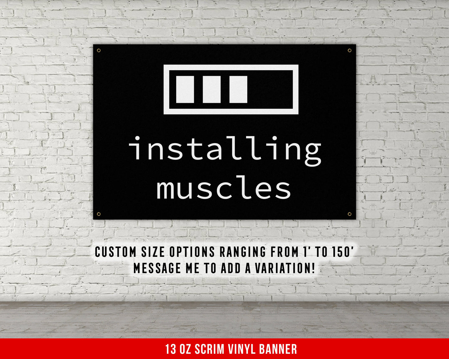 Installing Muscles Funny Banner - Home Gym Decor - Large Motivational Quote Wall Art - Weightlifting - Sports Inspiration