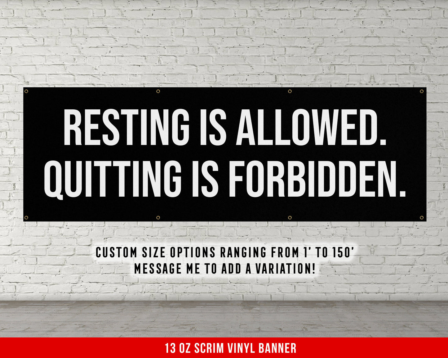 Quitting Is Forbidden Banner - Motivational Home Gym Decor - Large Quote Wall Art - Weightlifting - Inspirational