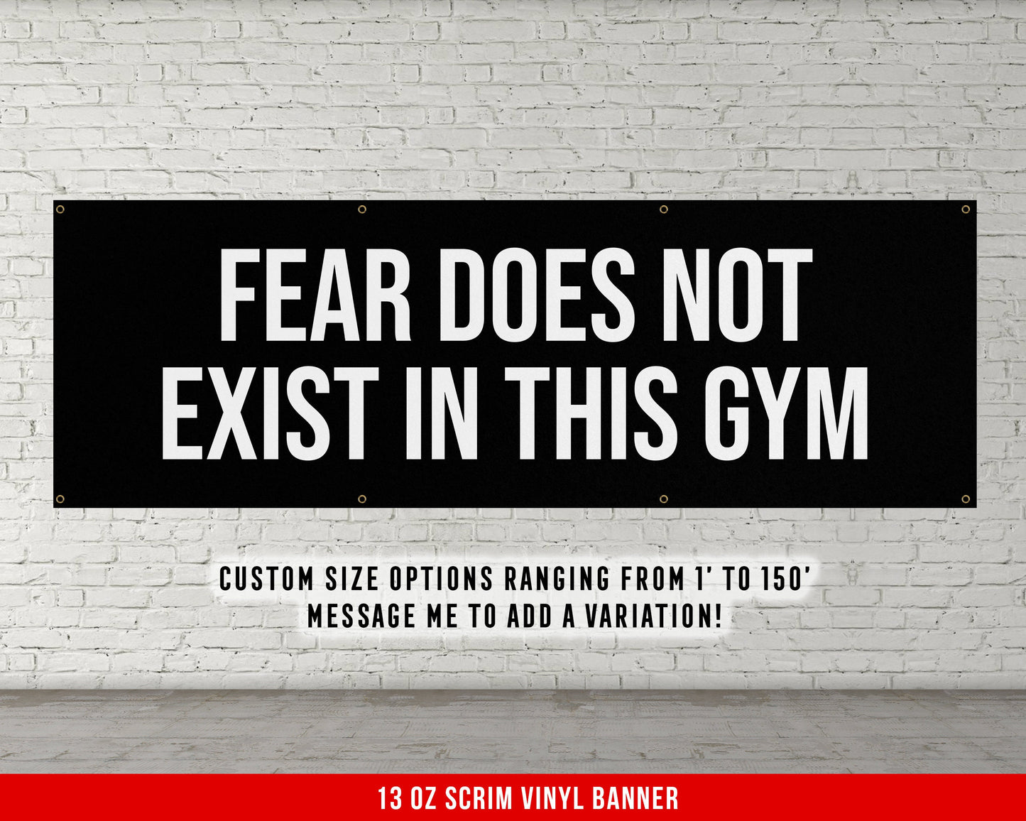 Fear Does Not Exist Banner - Motivational Home Gym Decor - Large Quote Wall Art - Weightlifting - Inspirational