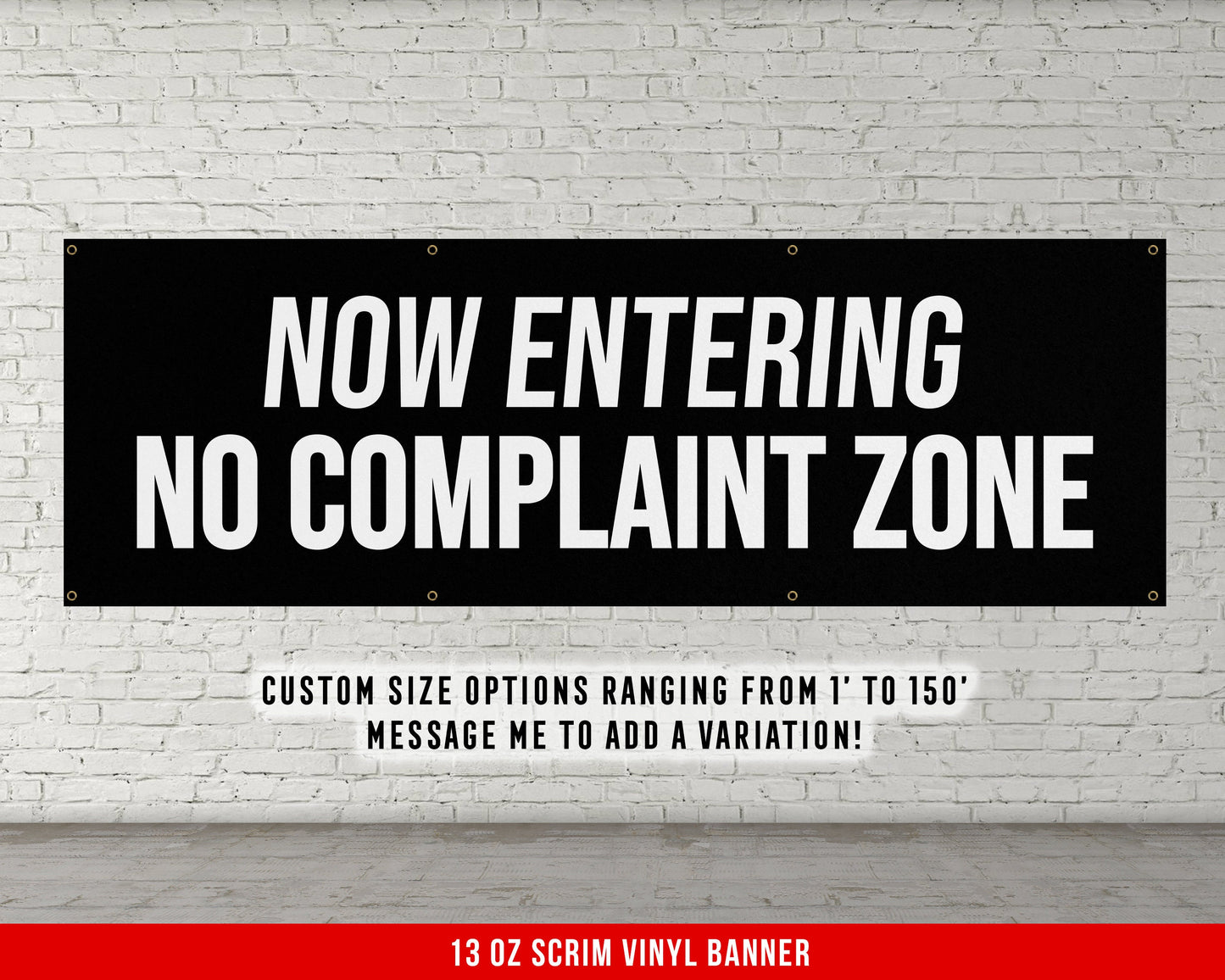 No Complaint Zone Banner - Motivational Home Gym Decor - Large Quote Wall Art - Weightlifting - Inspirational - Garage Gym