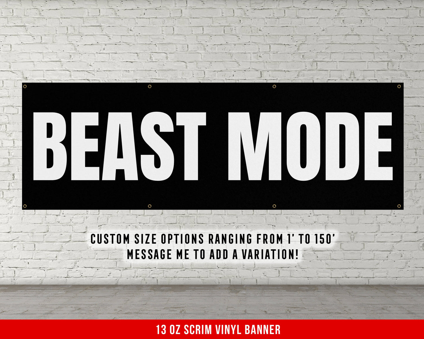 Beast Mode Banner - Motivational Home Gym Decor - Large Quote Wall Art - Weightlifting - Inspirational Sports