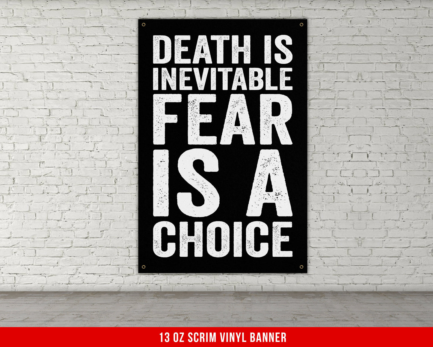 Death Is Inevitable Banner - Home Gym Decor - Large Quote Wall Art - Motivational Fitness Weightlifting - Inspiration Sports