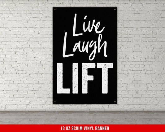 Live Laugh Lift Banner - Home Gym Decor - Large Quotes Wall Art - Motivational Fitness Weightlifting - Sports Inspiration