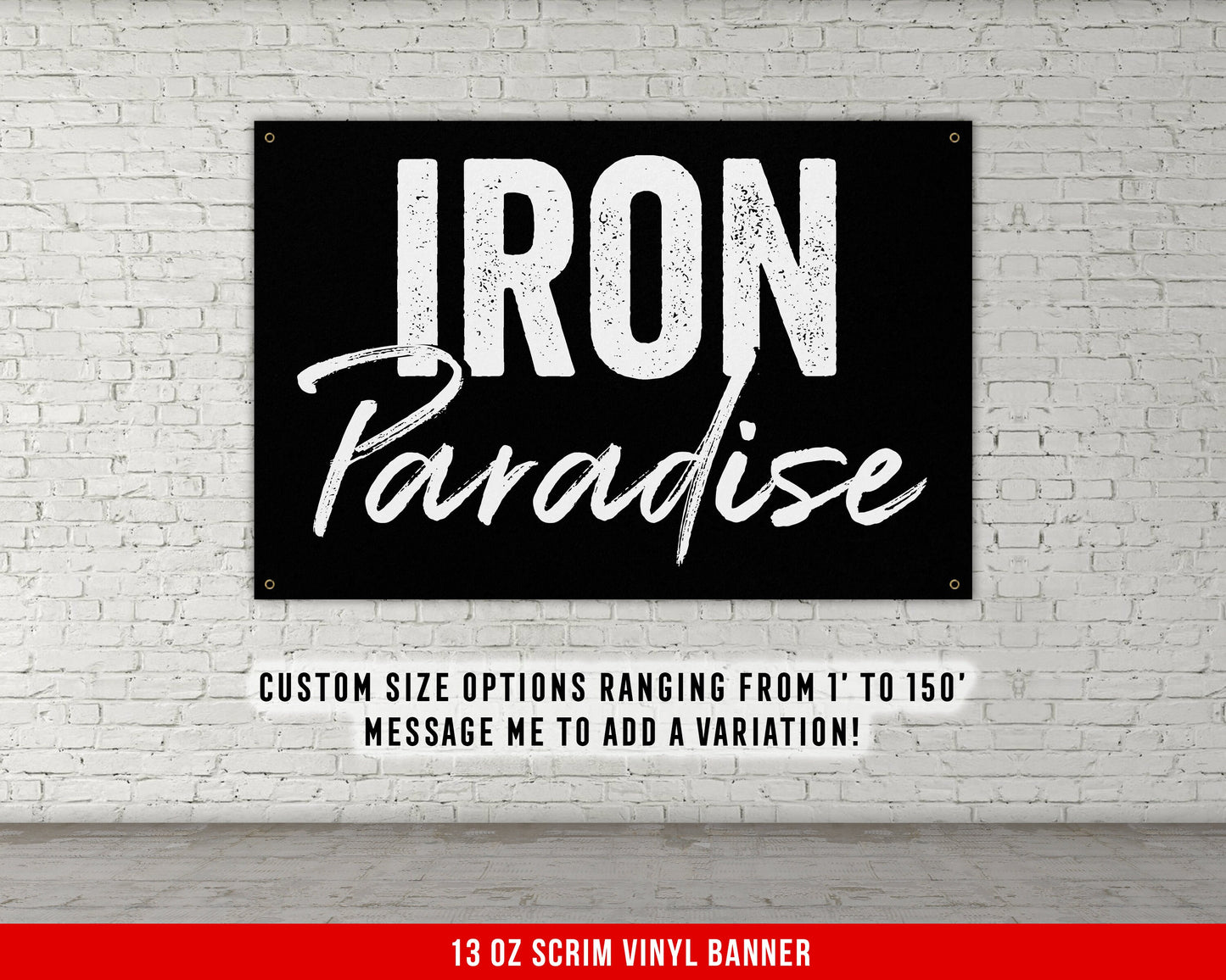 Iron Paradise Banner - Home Gym Decor - Large Quotes Wall Art - Garage Basement - Sports Inspiration - Motivational Fitness