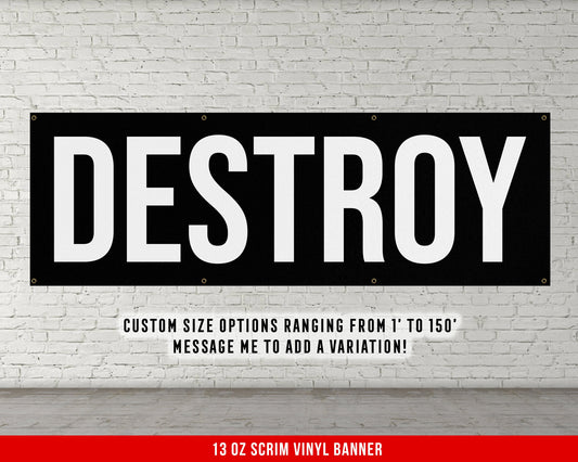 Destroy Banner - Motivational Home Gym Decor - Large Quote Wall Art - Weightlifting - Inspirational