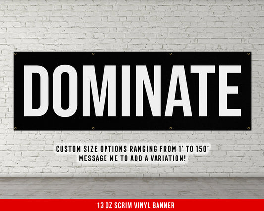 Dominate Banner - Motivational Home Gym Decor - Large Quote Wall Art - Weightlifting