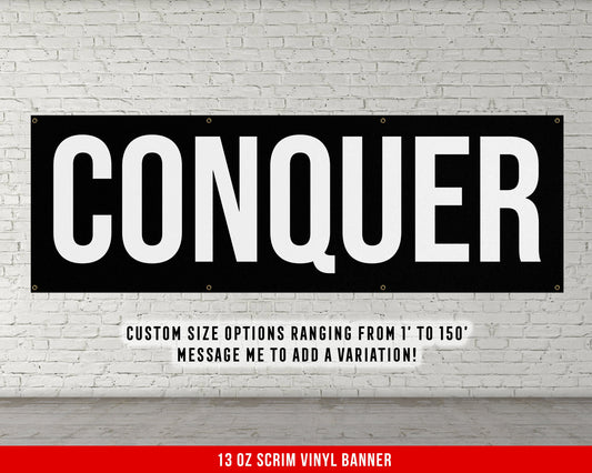 Conquer Banner - Motivational Home Gym Decor - Large Quote Wall Art - Weightlifting - Motivational Inspiration