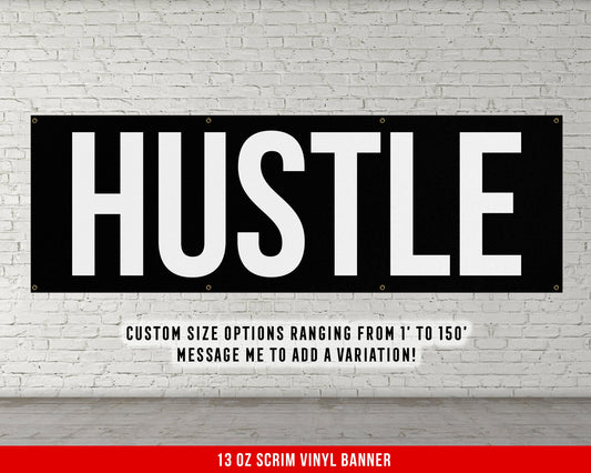 Hustle Banner - Motivational Home Gym Decor - Large Quote Wall Art - Weightlifting