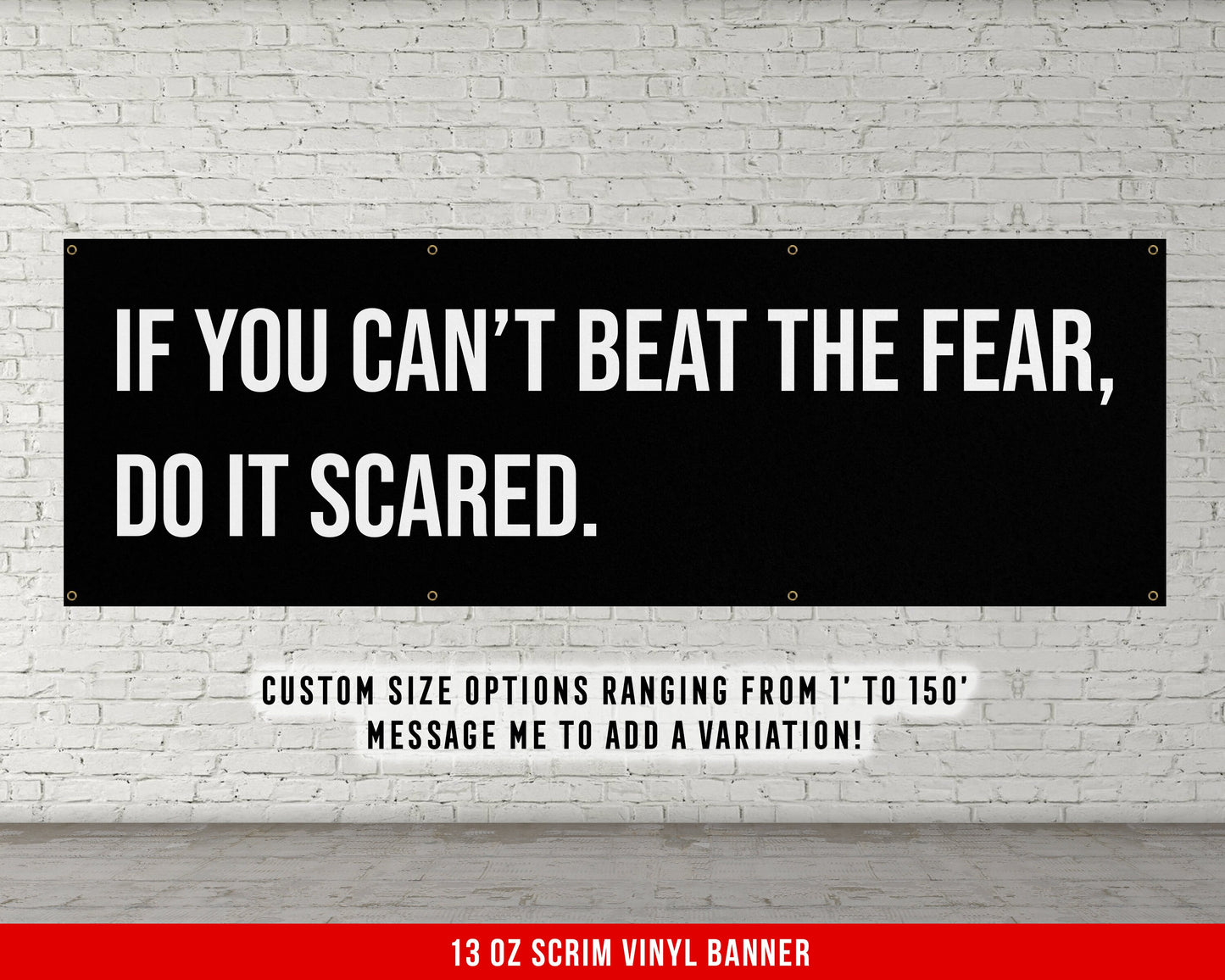 Beat The Fear Banner - Home Gym Decor - Large Quote Wall Art - Fitness Training Motivational Sports