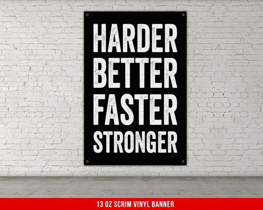 Harder Better Faster Stronger Banner - Home Gym Decor - Large Motivational Quote Wall Art - Weightlifting - Sports Inspiration