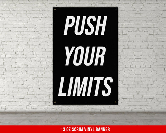 Push Your Limits Banner - Home Gym Decor - Large Motivational Quote Wall Art - Weightlifting - Sports Inspiration