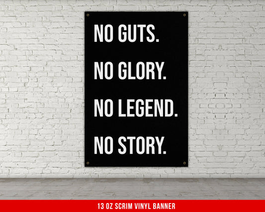 No Guts No Glory Banner - Home Gym Decor - Large Quotes Wall Art - Weightlifting - Sports Inspiration