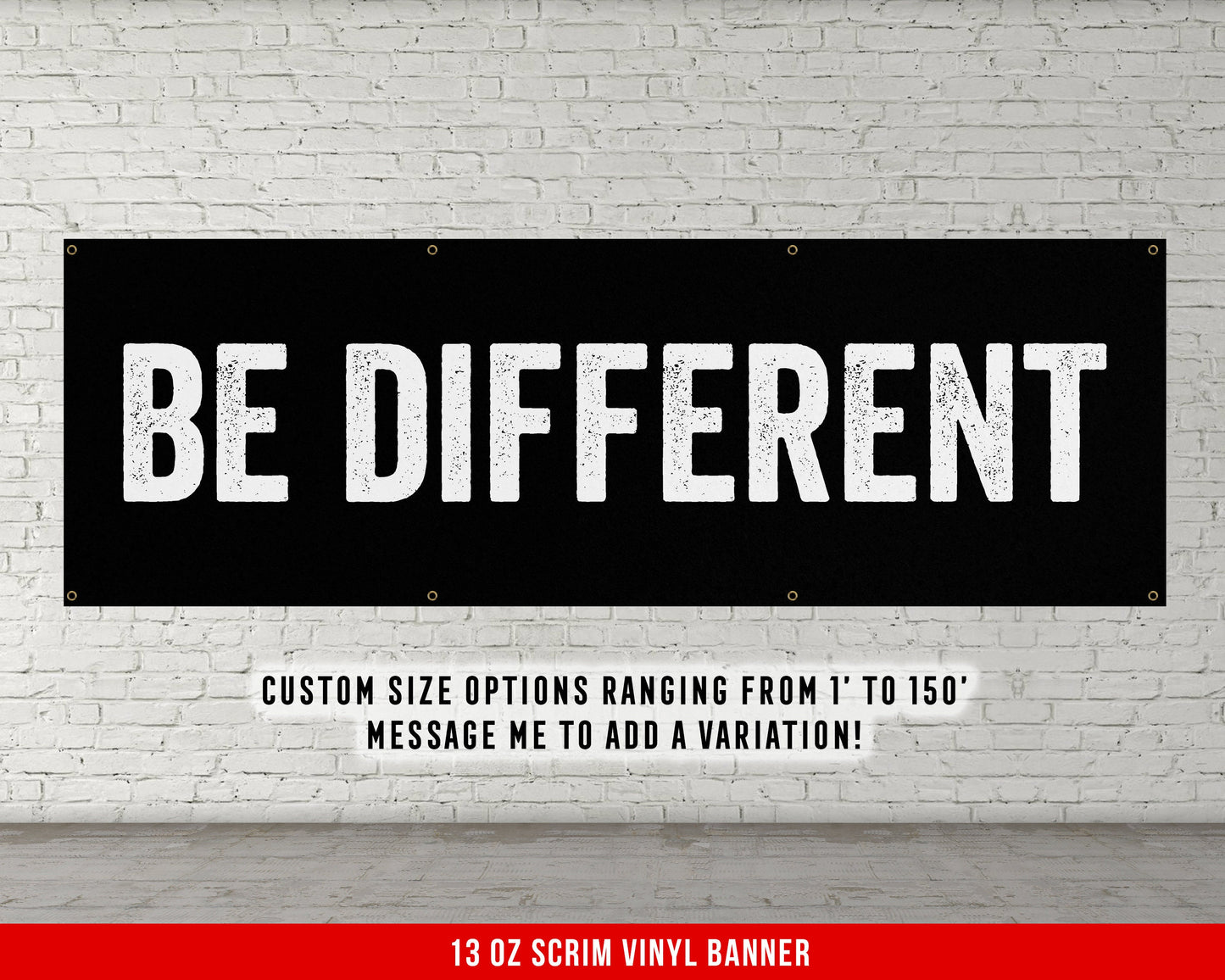 Be Different Banner - Motivational Home Gym Decor - Large Quote Wall Art - Weightlifting - Inspirational Sports