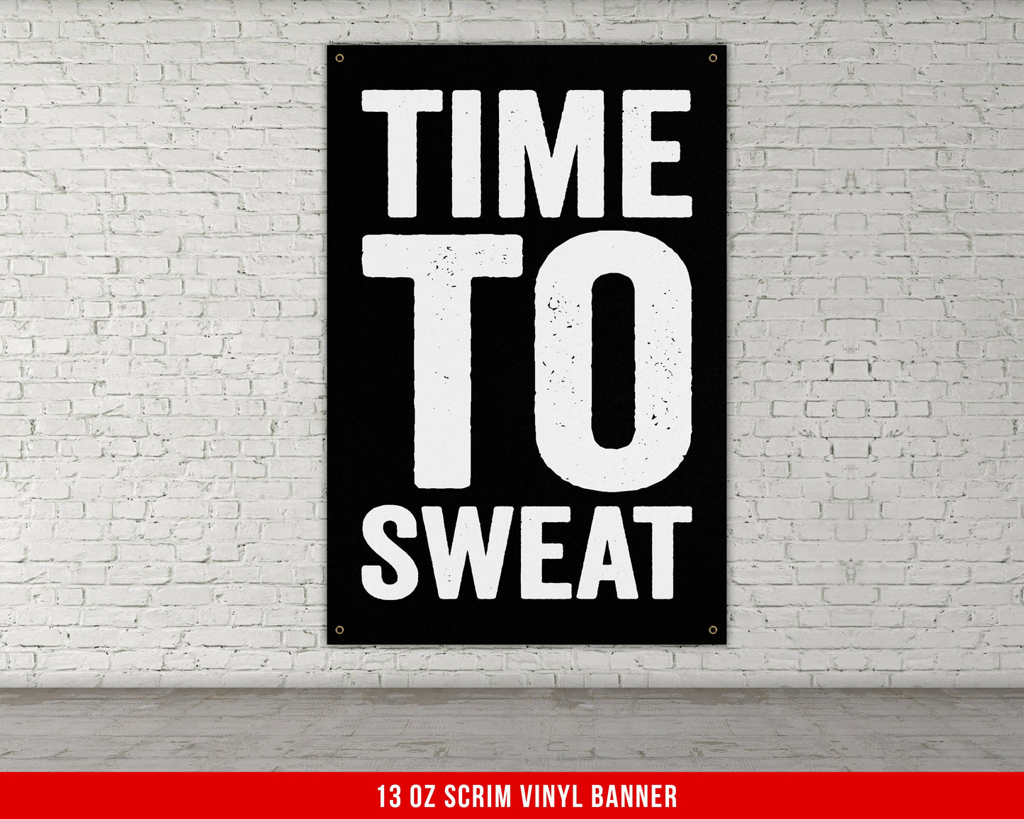 Time To Sweat Banner - Home Gym Decor - Large Quote Wall Art - Motivational Fitness Weightlifting - Inspiration Sports