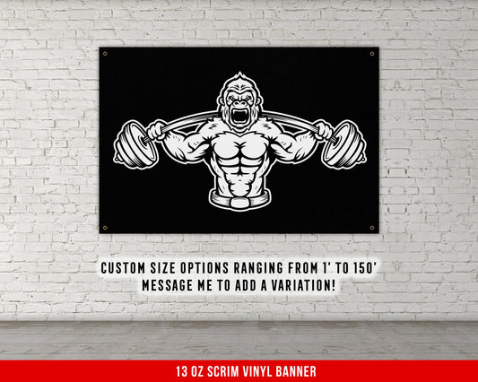 Gorilla Weights Banner - Home Gym Decor - Large Quotes Wall Art - Motivational Fitness Weightlifting - Sports Inspiration