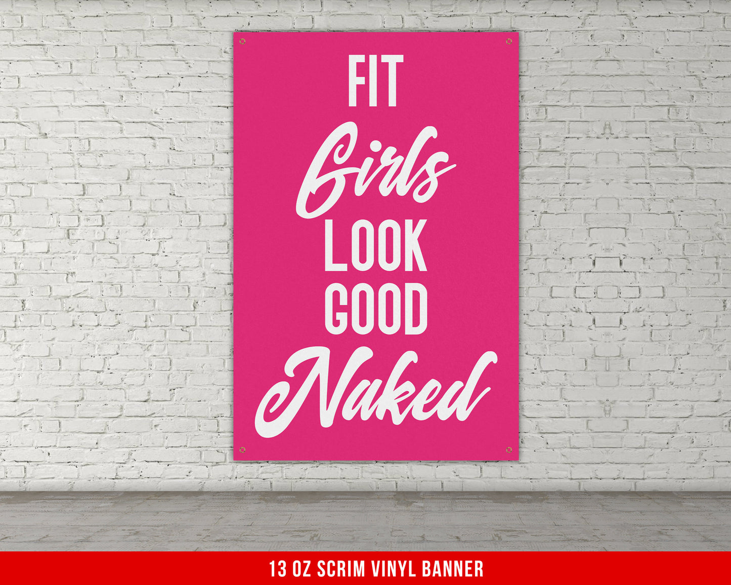 Fit Girls Naked Banner - Home Gym Decor - Large Motivational Quote Wall Art - Crossfit Workout - Women - Sports Inspiration