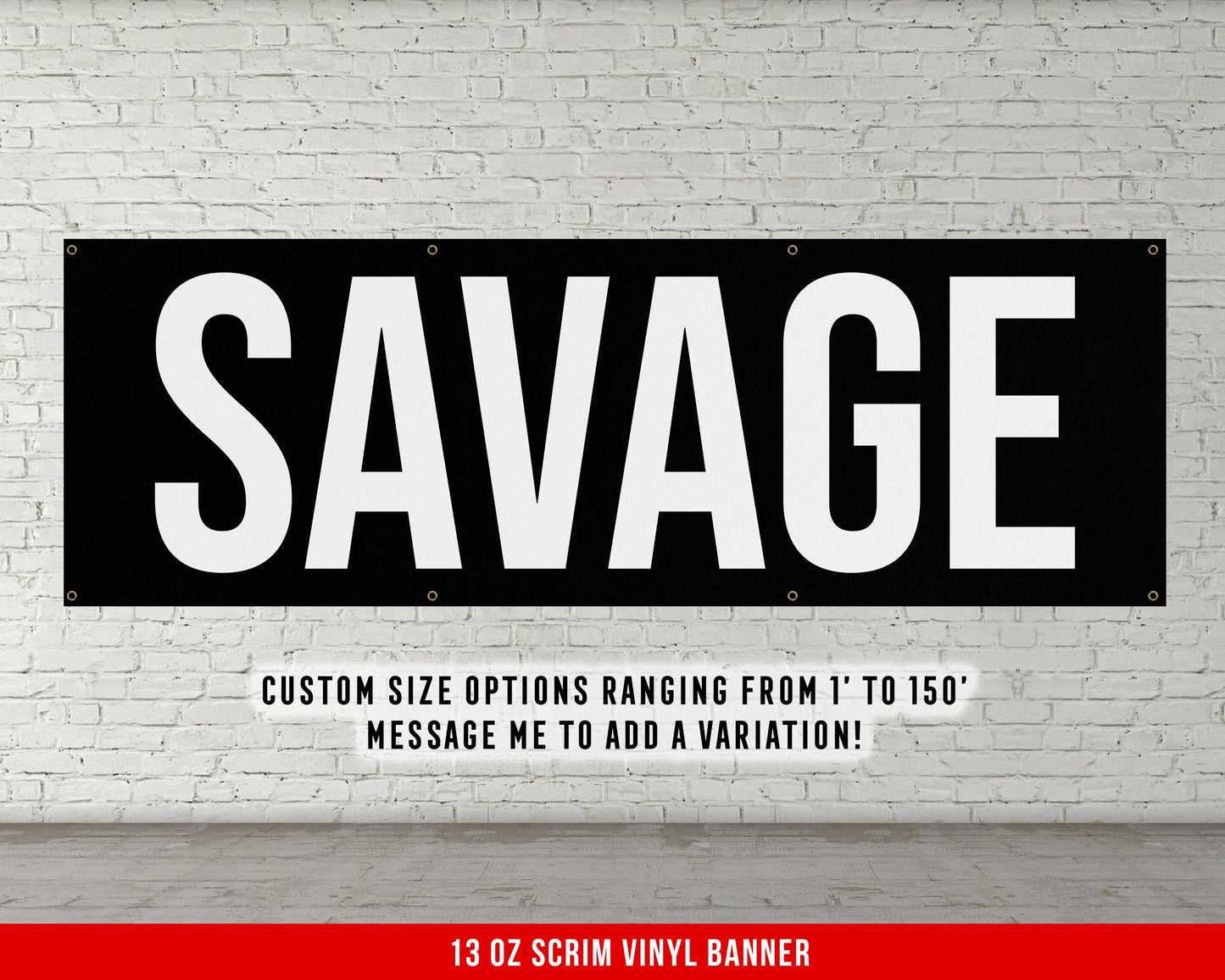 Savage Banner - Motivational Home Gym Decor - Large Quote Wall Art - Weightlifting - Inspirational - Minimalism